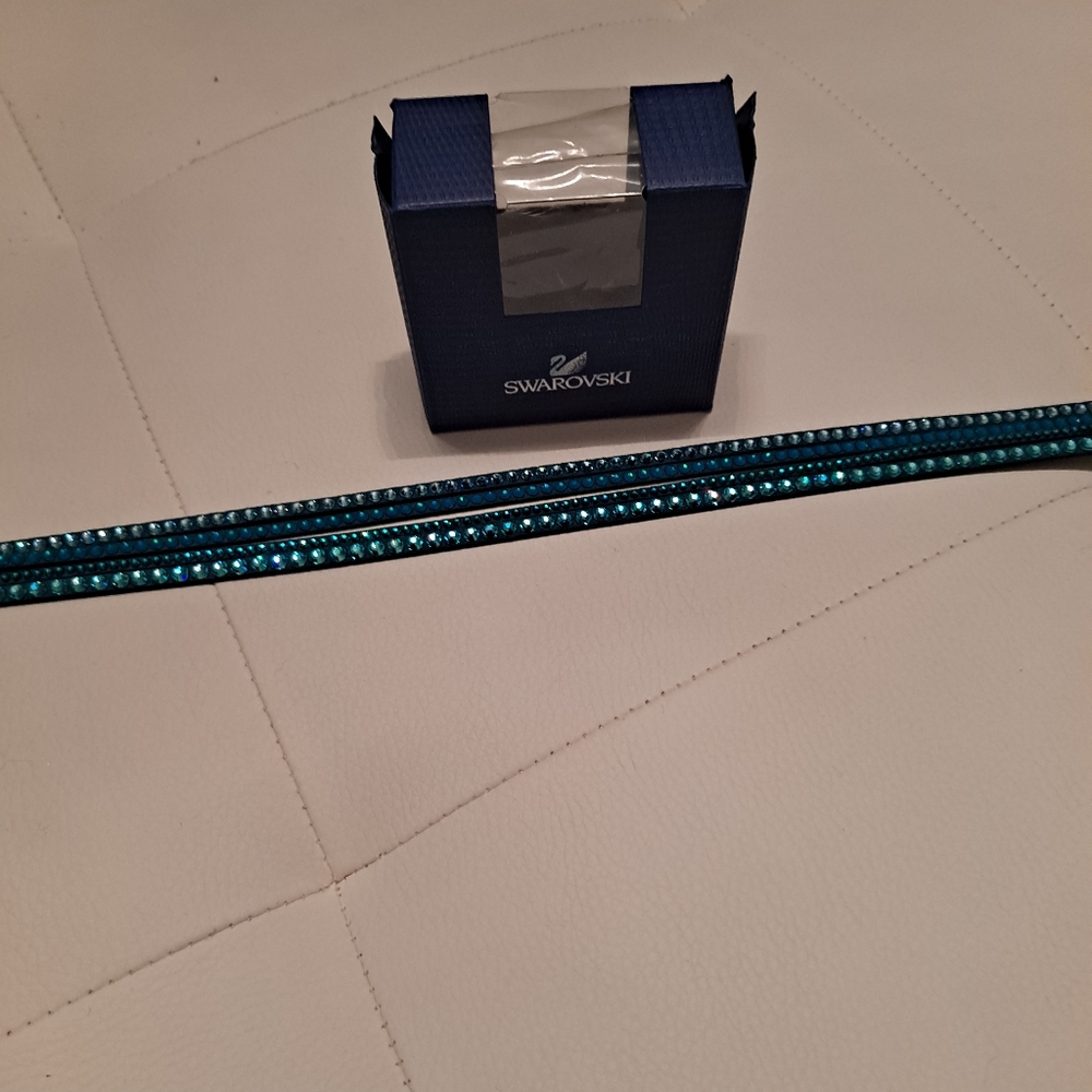 Swarovski Slake 5043496 Light Blue Alcantara Bracelet w/ Mixed Crystals